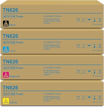 TN626 TN-626 Toner Cartridge Replacement for TN626K TN626C TN626Y TN626M ACV1130 ACV1230 ACV1330 ACV1430 Toner for Konica Minolta bizhub C450i C550i C650i Printer Ink Black, Cyan, Magenta, Yellow