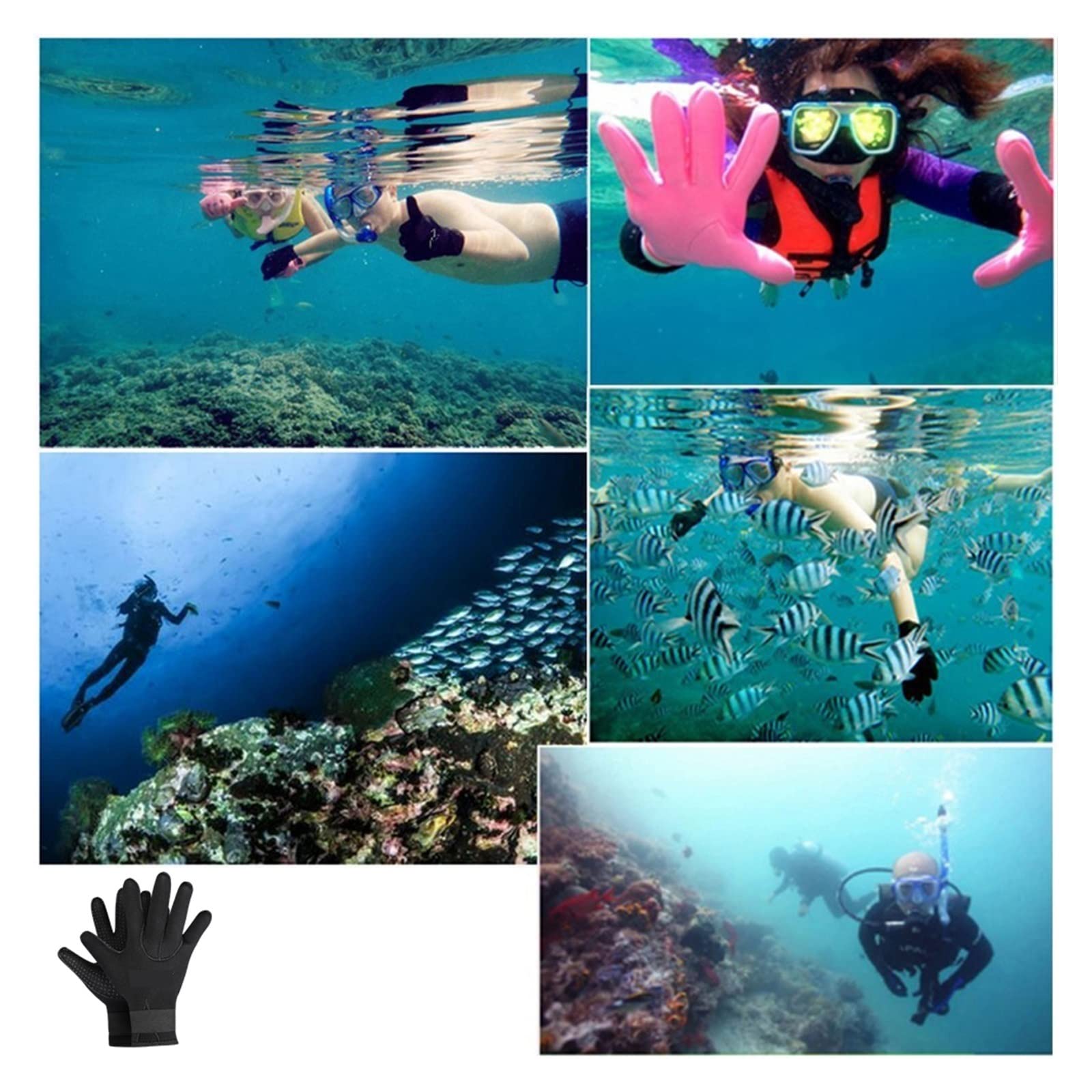 Rękawice do nurkowania z pianki dla mężczyzn i kobiet, 3MM 5MM Elastyczne antypoślizgowe termiczne rękawice surfingowe surfingu, wiosłowania(3mm Black,S)