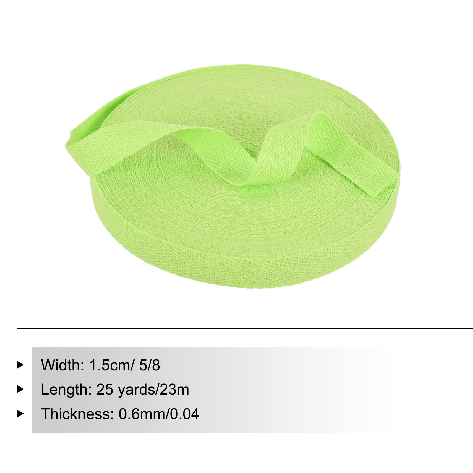 PATIKIL Cotton Twill Tape 15mm(5/8") 23m(25 Yards) Cotton Ribbon Bias Binding Tape Herringbone Webbing Trim for Sewing Gift Wrapping Craft DIY Fruit Green - Image 2