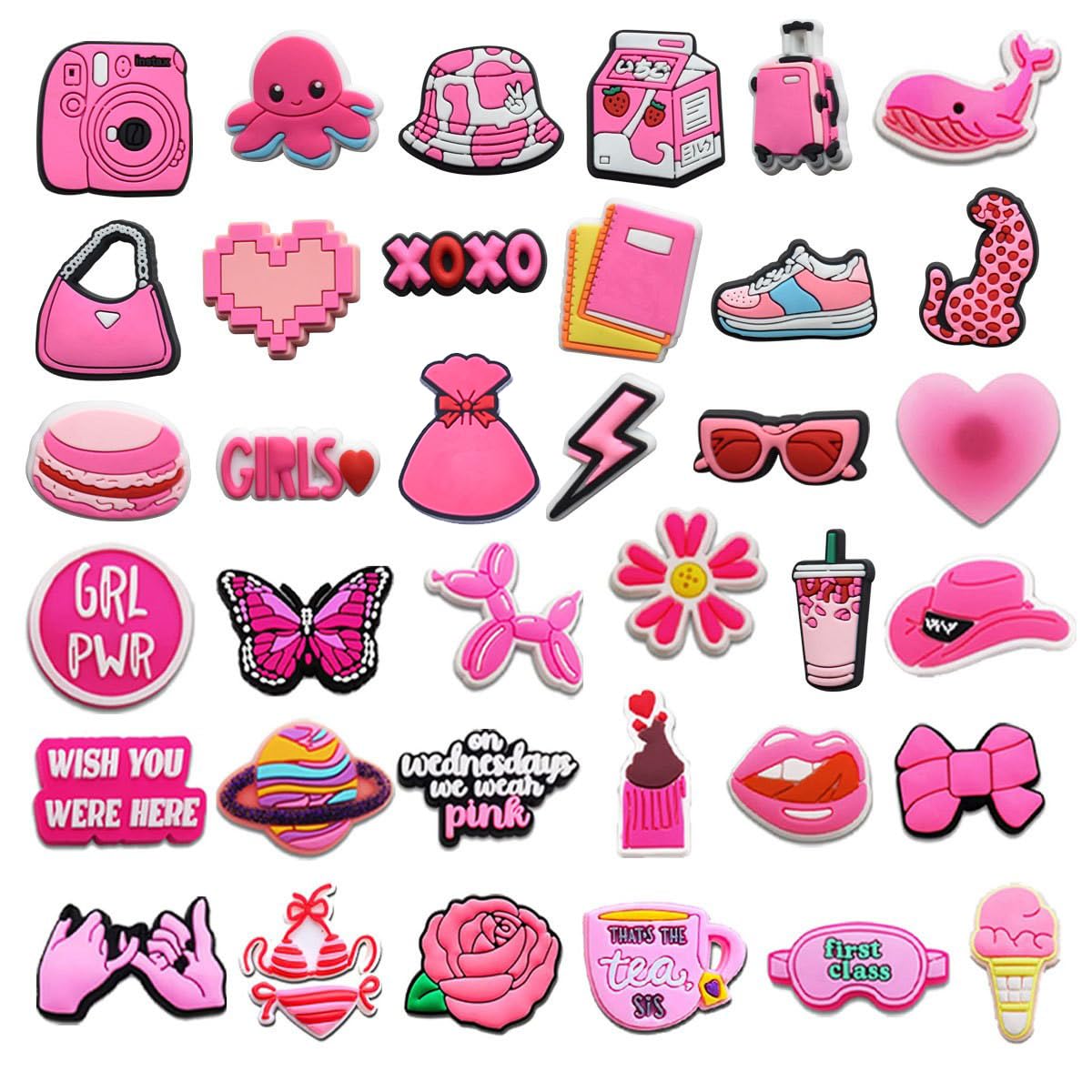 37Pcs Cute Shoe Deroration Charms for Crocs Different Shape Charms Party Gift Fit Wristband for Kids and Teens Unisex Adult Party