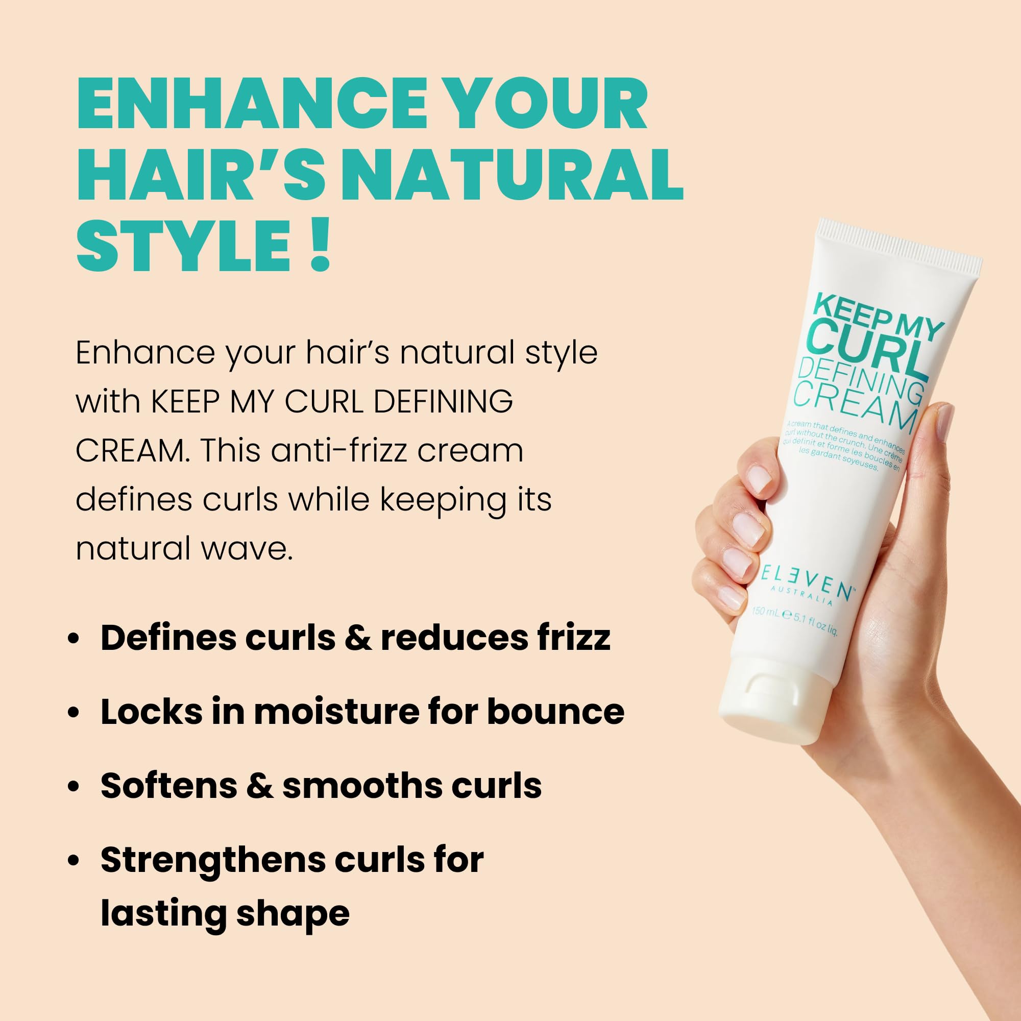 ELEVEN AUSTRALIA Keep My Curl Defining Cream - Anti-Frizz, Paraben-Free