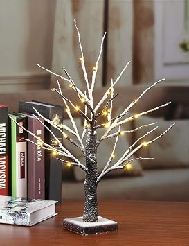 Lightshare Lighted Snow Dusted Bonsai Tree with 24 LED Lights Warm White Holiday Wedding Christmas Decoration
