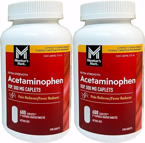 Marca del Miembro 500mg extra Strength acetaminofen Megasize (2unidades, 600Count cada uno) 7hm2dcs