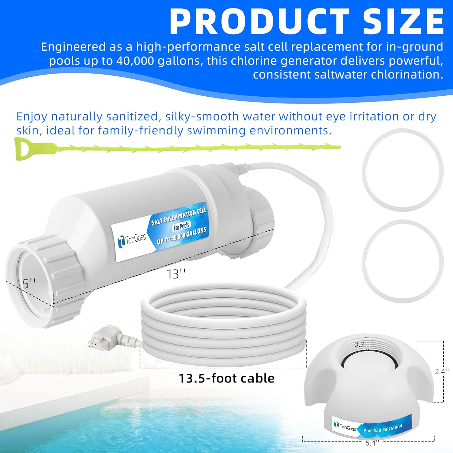 TonGass Up to 40000 Gallons Pool Salt Chlorinator Generator with Pool Salt Cell Stand Compatible with Hayward W3T-CELL-15/BLT15H Saltwater Generator for In-Ground Swimming Pools Up to 40K Gallons