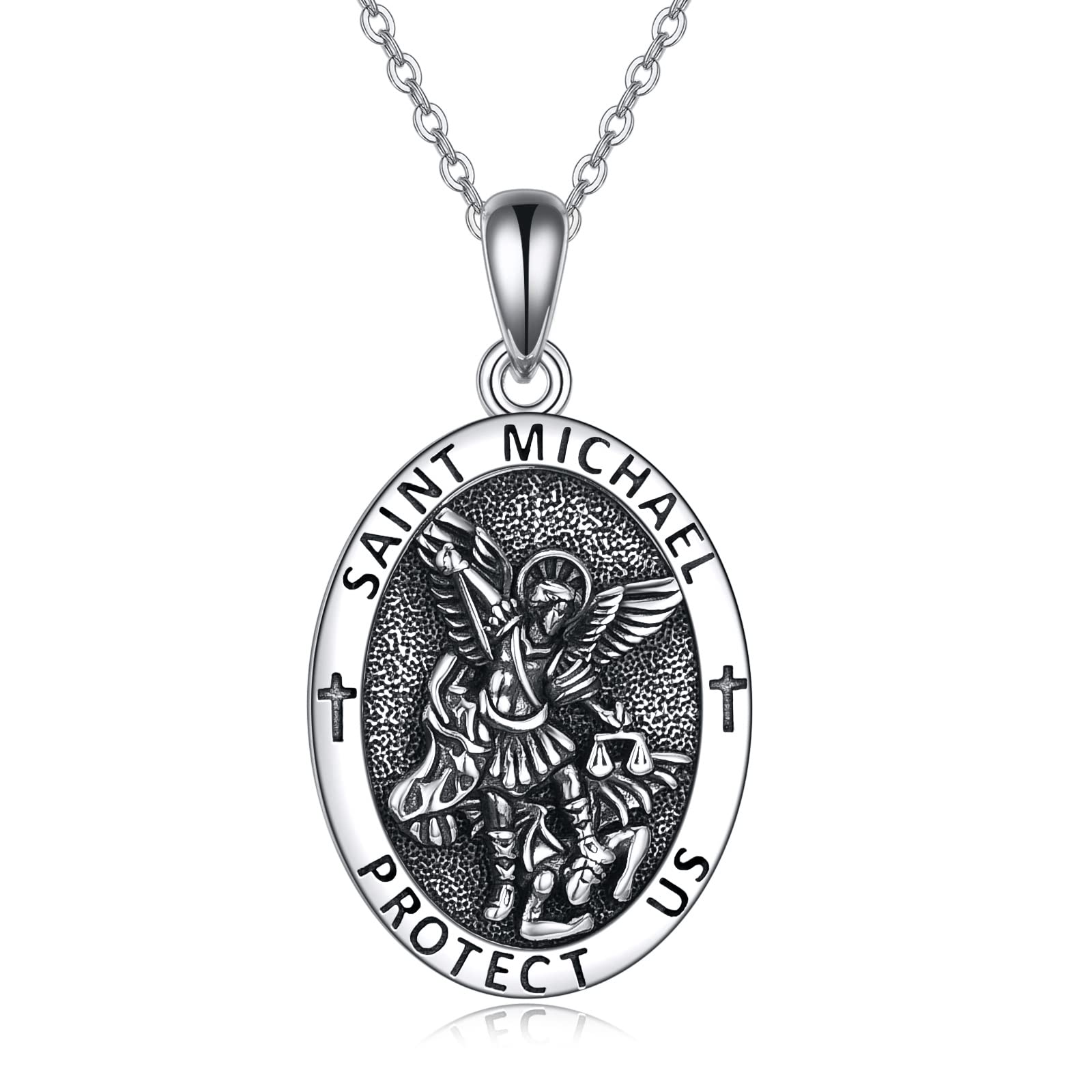 ONEFINITY Collana San Michele Arcangelo In Argento Sterling 925 – Ciondolo Guerriero Protettivo, Catena In Acciaio, Regalo Uomo Donna - 2