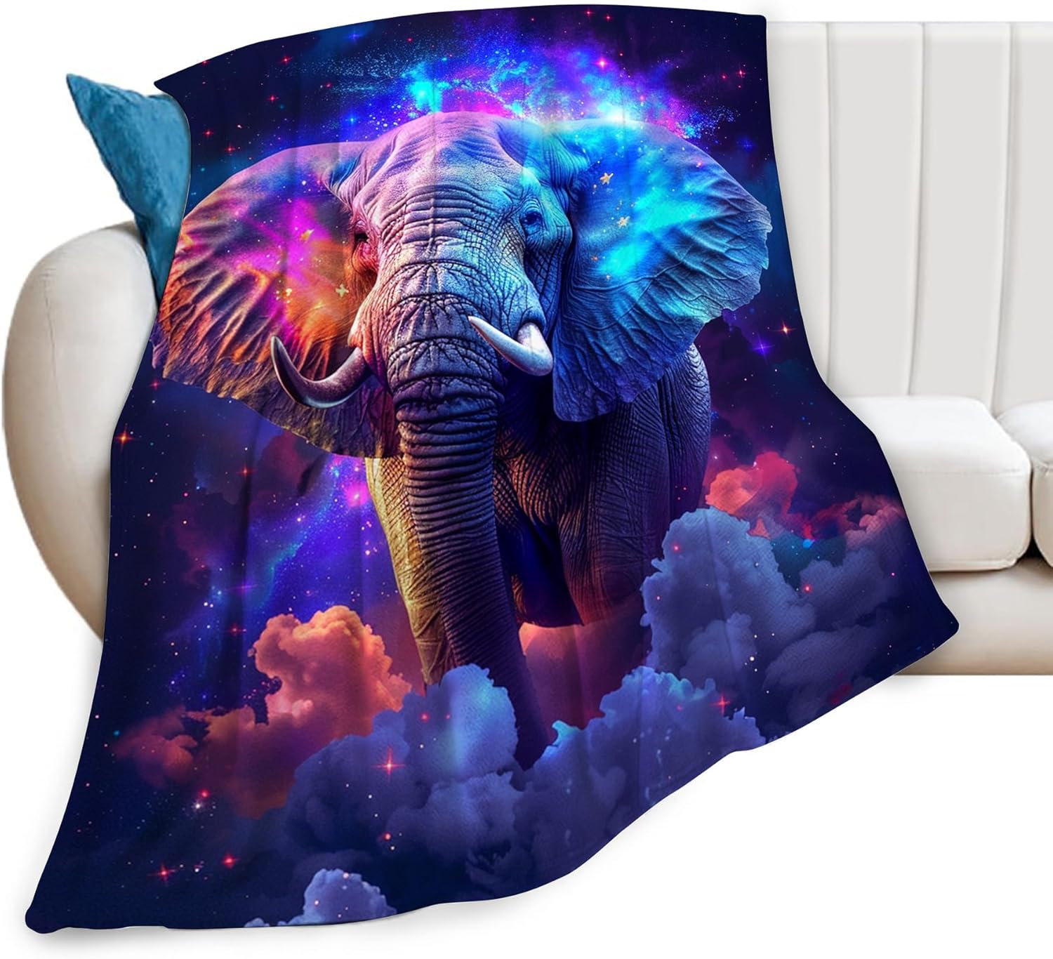 Fantasy Elephant Throw Blanket - Soft, Warm & Cozy Fleece for Couch, Sofa, Bed - 50"x40" - Animal Blanket for Girls, Boys, Women, Men, Kids, Adults