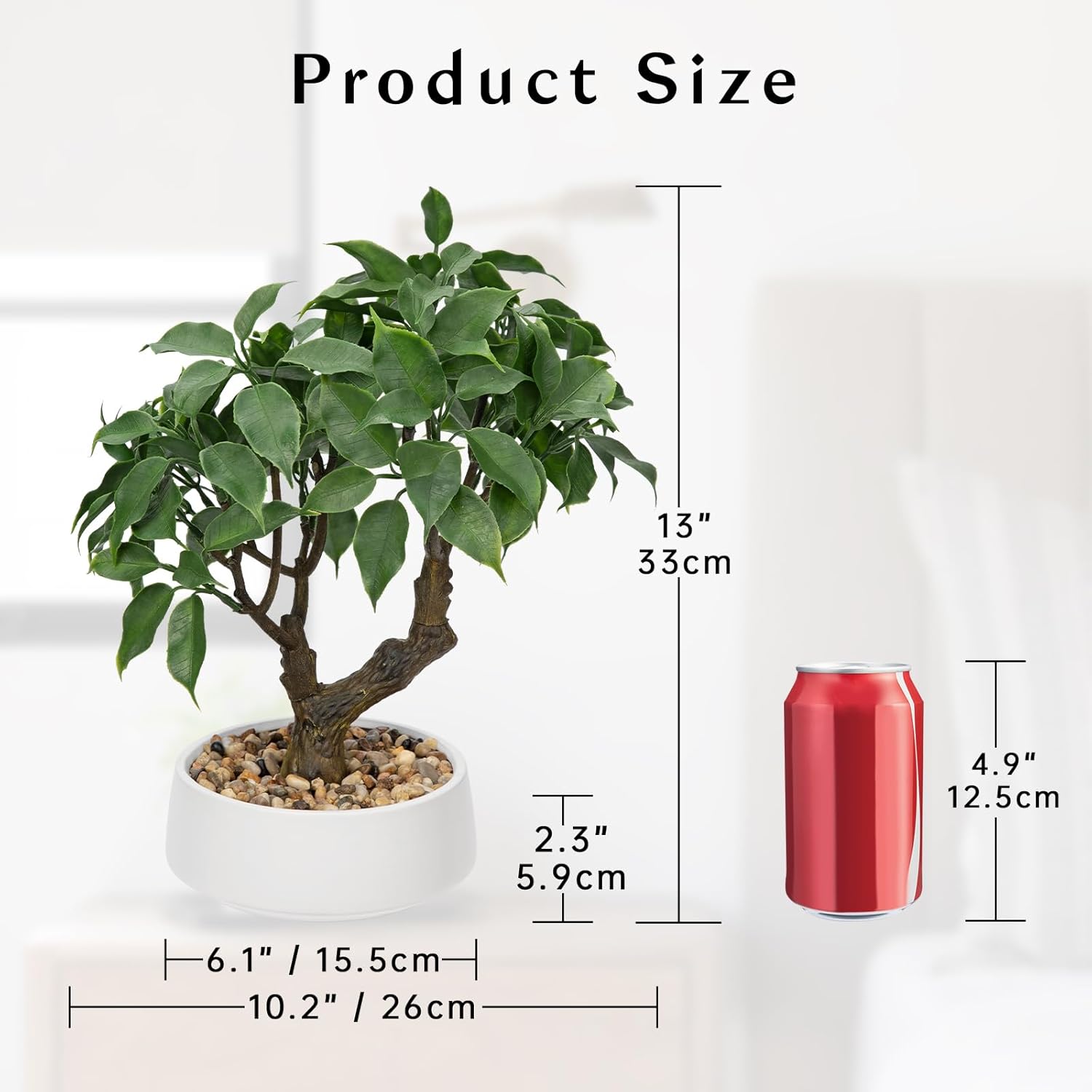 Artificial Bonsai Tree, Small Ficus Bonsai Tree 13" Indoor Bonsai Tree Fake Potted Plant Decorative Fake Desk Plant Decor with Ceramic Pot for Home Office Living Room Bedroom Bathroom Table Shelf - Image 3