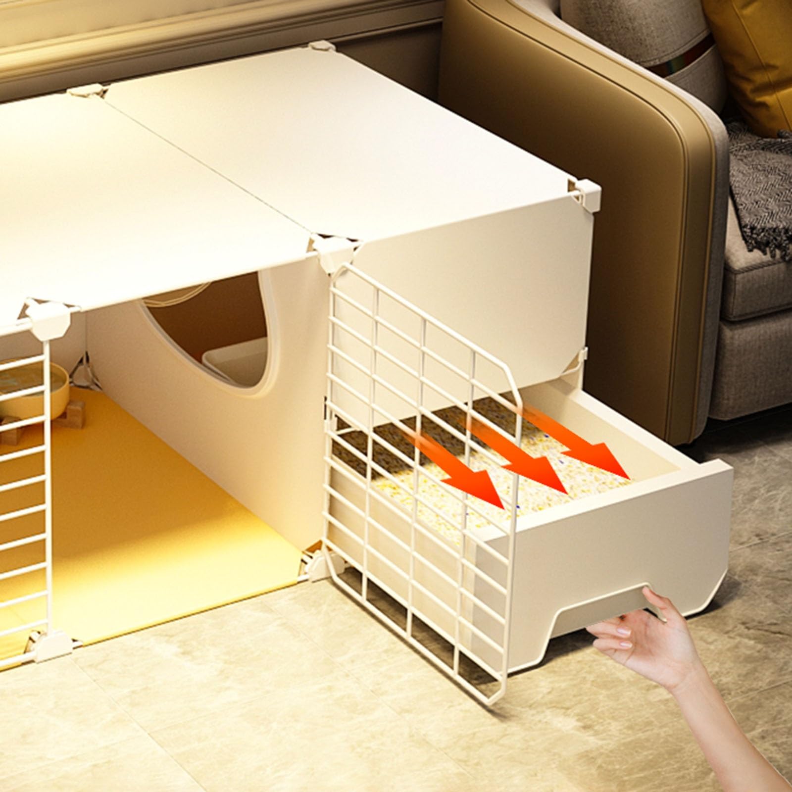 Recinto per Gattini da Interno, recinto per Conigli, recinto per Gattini Fai da Te, recinto Portatile in Filo Metallico con Porta, Trasparente e Facile da osservare, dinamiche degli Animali