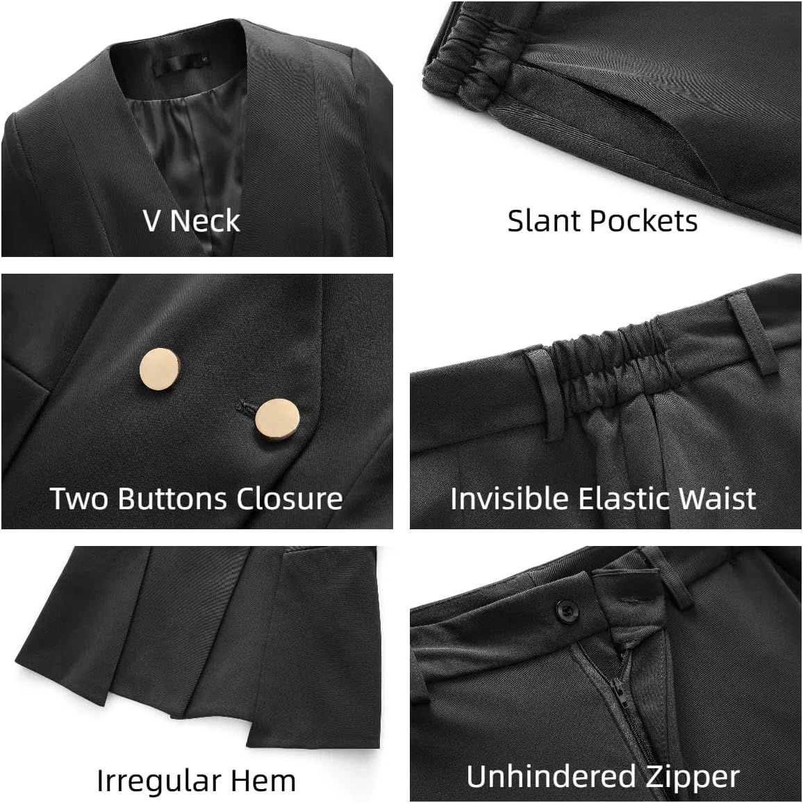 Lamgool Pants Suit for Women Dressy Casual 2 Piece Set V Neck Two Button Blazer Pants Set Business Casual Outfits - Image 6