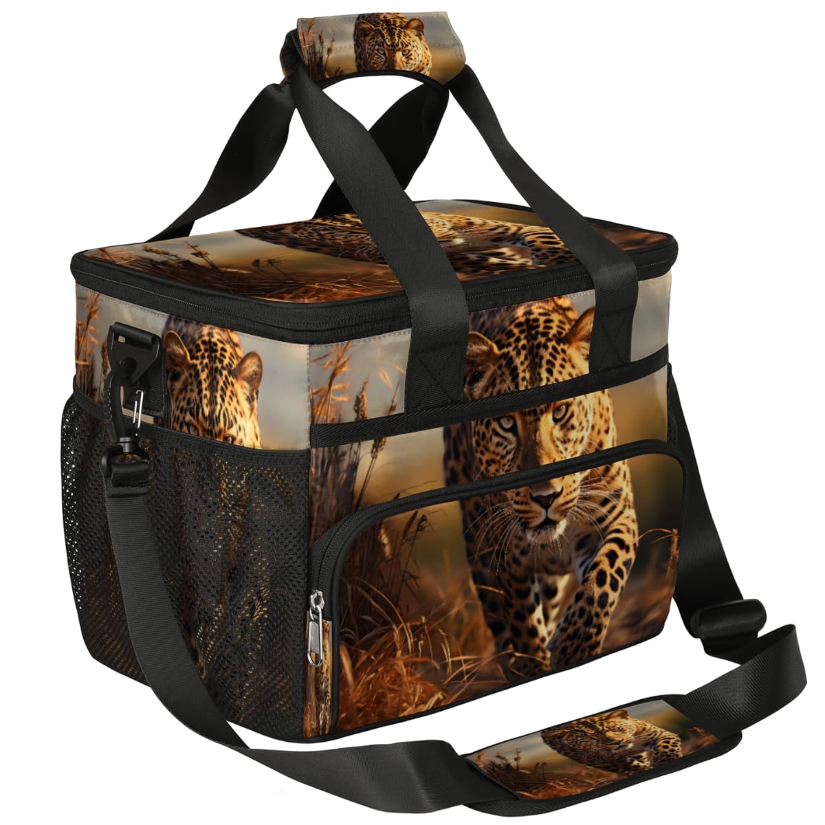 Wild Animal Insulated Picnic Backpack Lunch Box for Women Men Picnic Basket Tote Lunch Bag Picnic Bag Portable Lunch Bags for Picnic, Beach, Work, Trip,Office, Camp Leopard