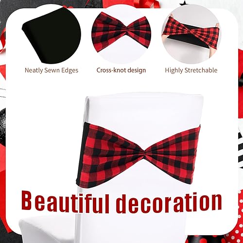 Vista 21 de Newwiee Bandas elásticas de arpillera para silla, de lino y elastano, lazos para sillas de comedor de boda, comedor, banquete, evento, fiesta, como