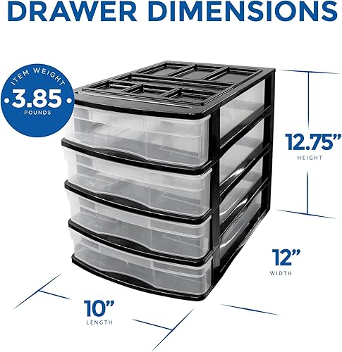Miniatura 3 de Gracious Living Organizador de escritorio y encimera de 4 cajones con tapa de organización para almacenamiento de manualidades, suministros de