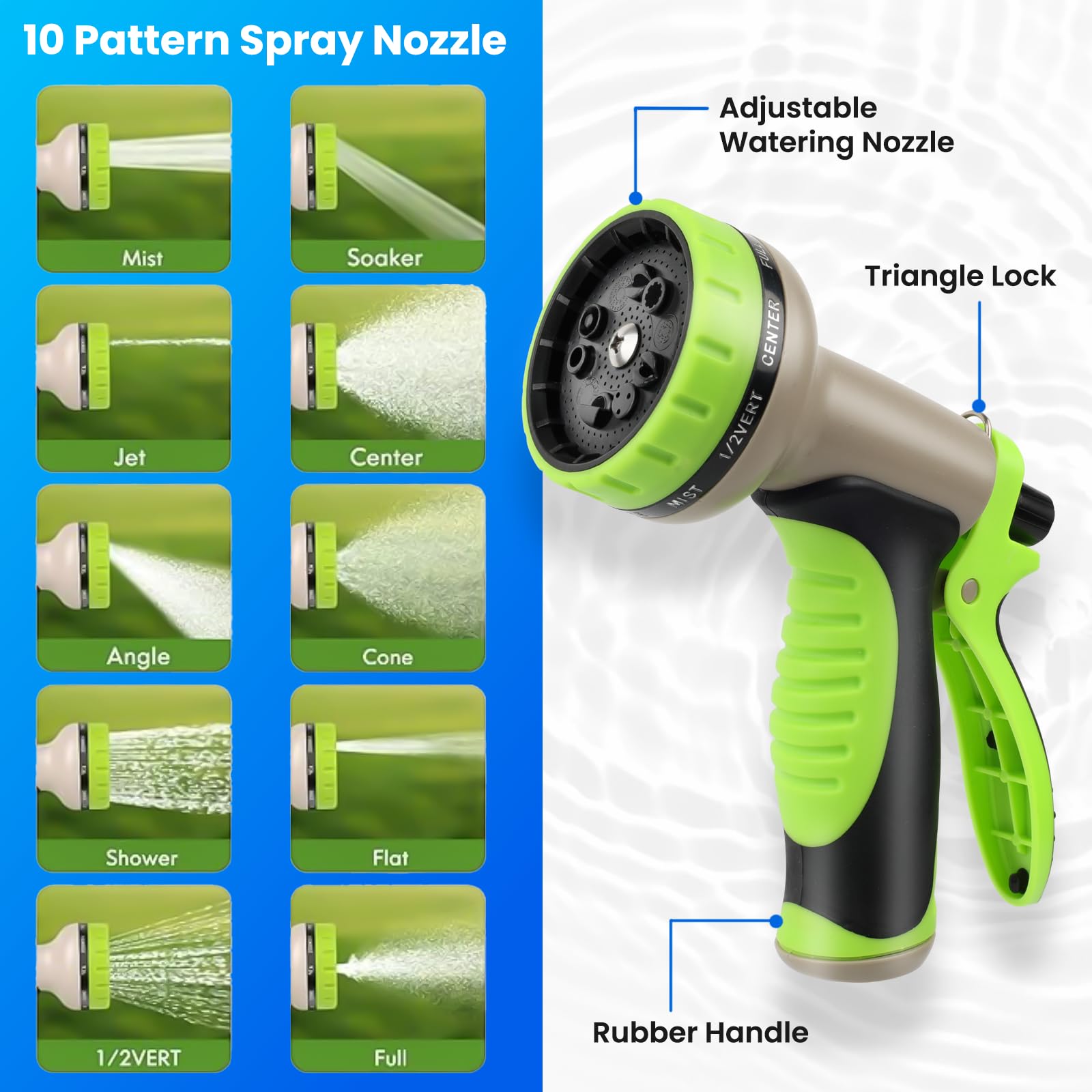 Tubo da giardino aggiornato 2025 e cinghia per il trasporto, non espandibile, di alta qualità, flessibile, ultra leggero, con tubo in tessuto per uso residenziale commerciale, con 10 ugelli spray (30