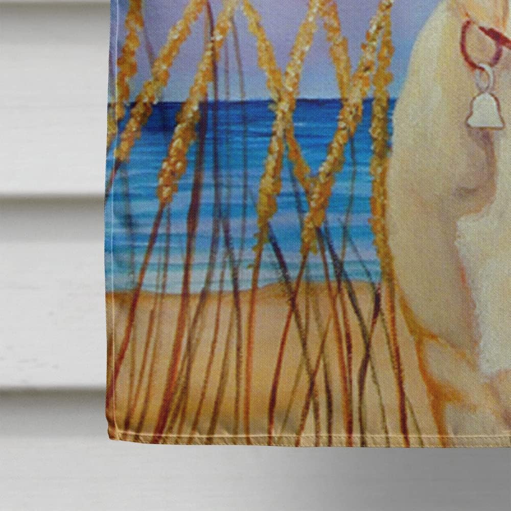 Caroline's Treasures 7158CHF Yellow Labrador at The Beach House Flag Large Porch Sleeve Pole Decorative Outside Yard Banner Artwork Wall Hanging, Polyester, House Size, Multicolor