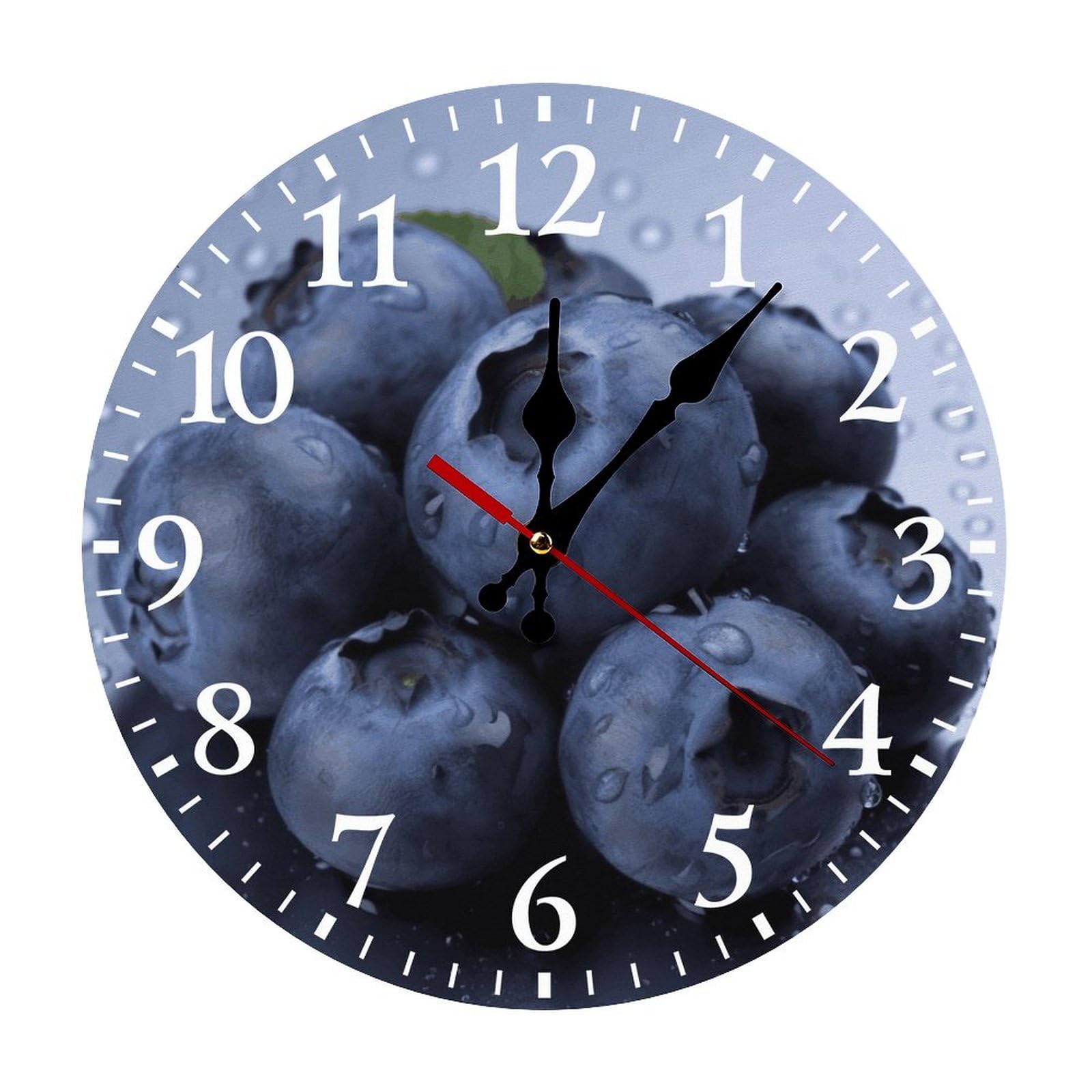 NTVOWPZO 10 Inch Wall Clock Blueberry Battery Operated Wall Clocks Silent Non-Ticking Round Wall Clock for Living Room Kitchen Home Office Wall Decorative Clock