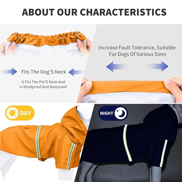 Foto 5 de 6 de PETCUTE Chubasquero para Perros con Capucha,Poncho Impermeable para Lluvia para Perros con Collar…
