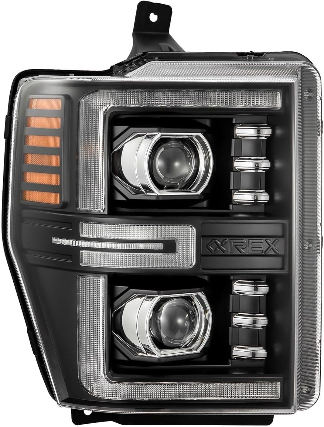 AlphaRex 08-10 Ford F250-550 LUXX-Series LED Projector Headlights Black w/Activ Light/Seq Signal