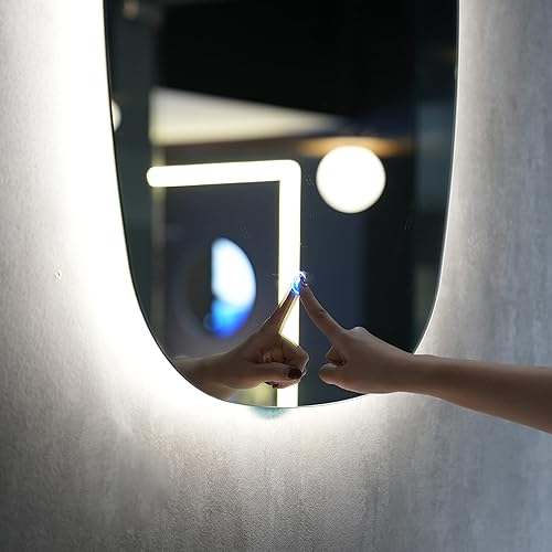Miniatura 5 de TONA Espejo de baño LED ovalado retroiluminado de 35 x 24 pulgadas, espejo de tocador de 4000 K con luces, espejo de tocador de baño impermeable