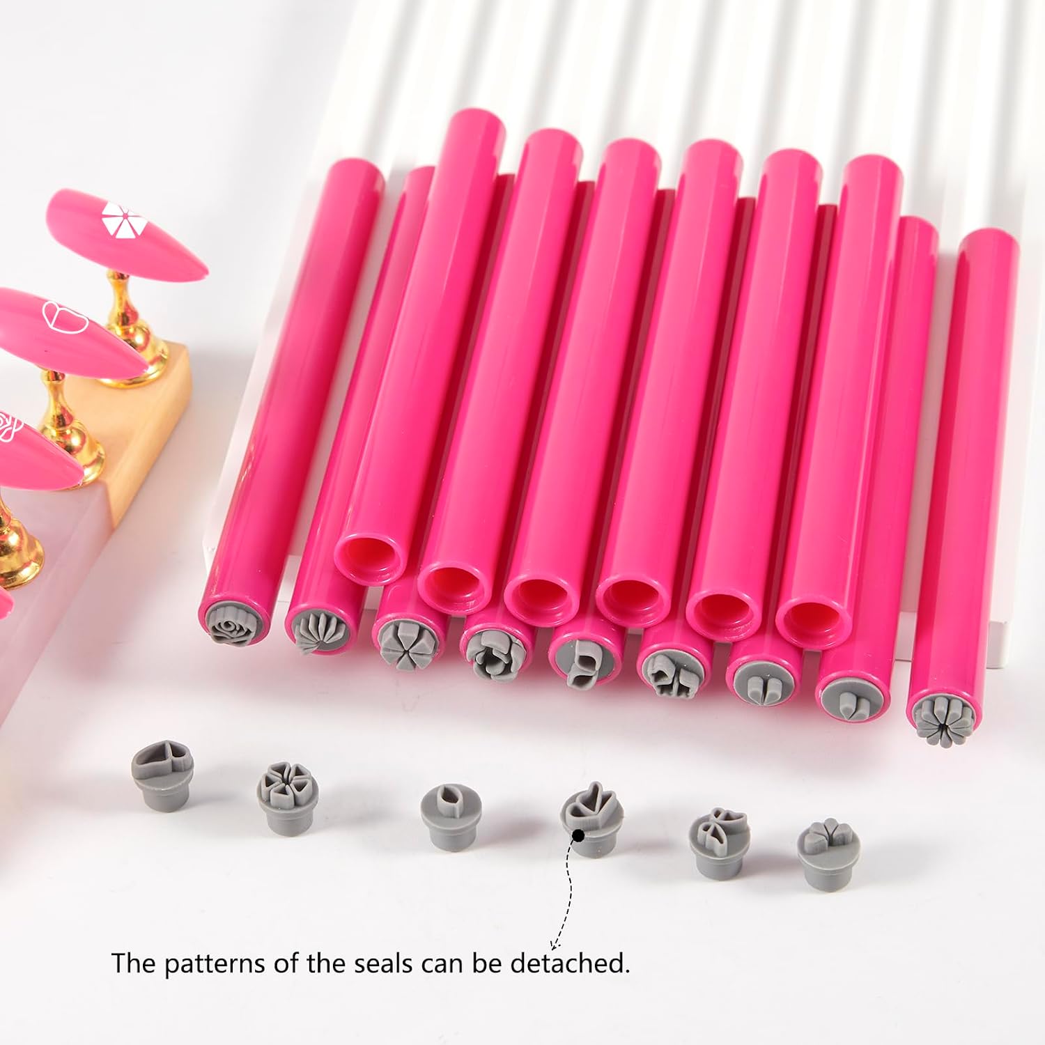 Nail Art Stamp Pen Set (15PCS), 3s Quick DIY Nail Design Tools - Easy to Use, Butterfly Flower Nail Stamper Pens, Nail Art Decoration for DIY Salon Manicure Kit Nails Supplies