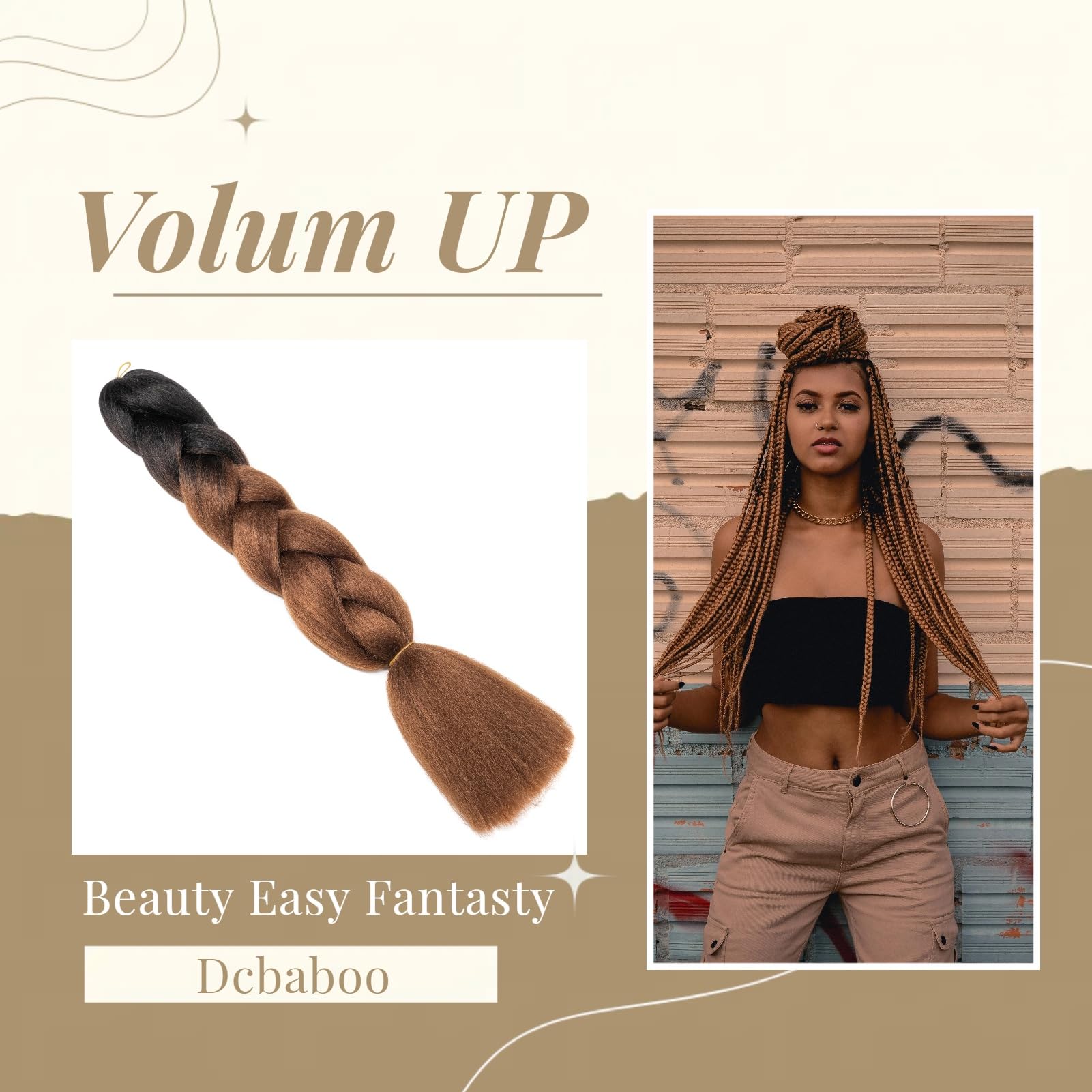 Dcbaboo Hair Extensions for Braiding Jumbo Braiding Hair Extension 1pack 24inch Synthetic Hair Kanekalon Ombre Braids Extensions Hair Afro Crochet Twist Box Braids 100g - Image 3