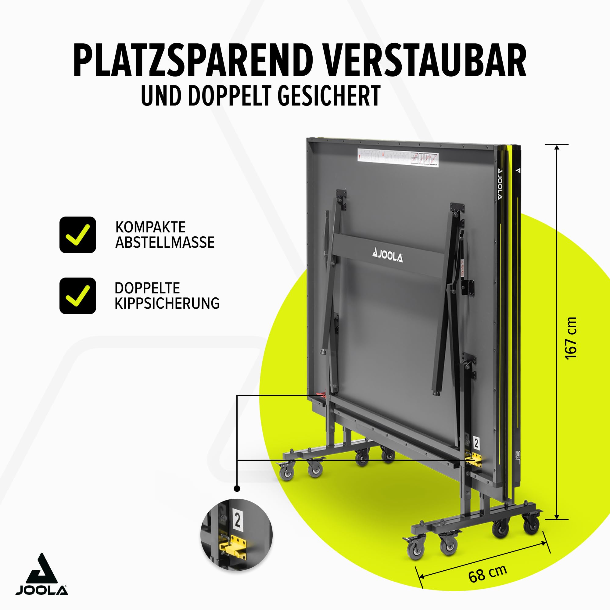 JOOLA Tischtennisplatte Inside Tischtennistisch Indoor klappbar – Schneller Aufbau - inklusive Tischtennis Netz, 274 x 152,5 x 76 cm