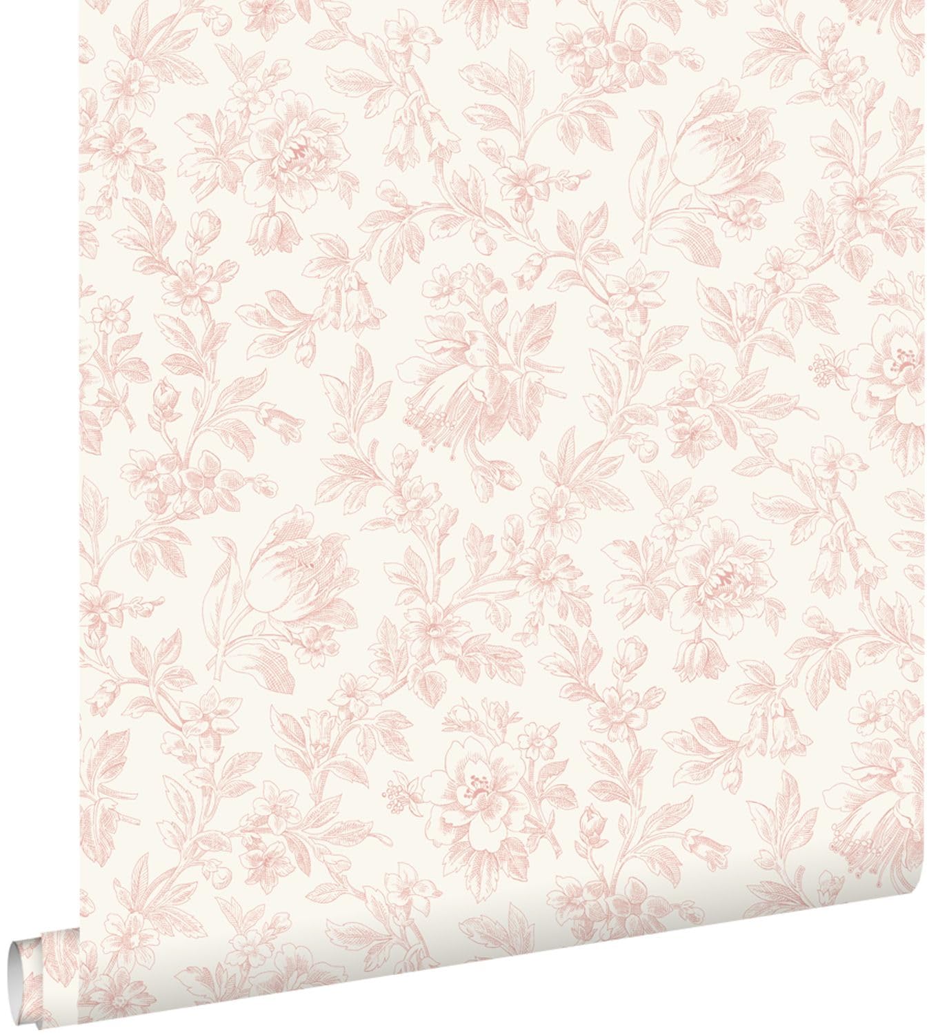 papier peint fleurs élégantes rose clair 0.53 x 10.05 m - ESTAhome