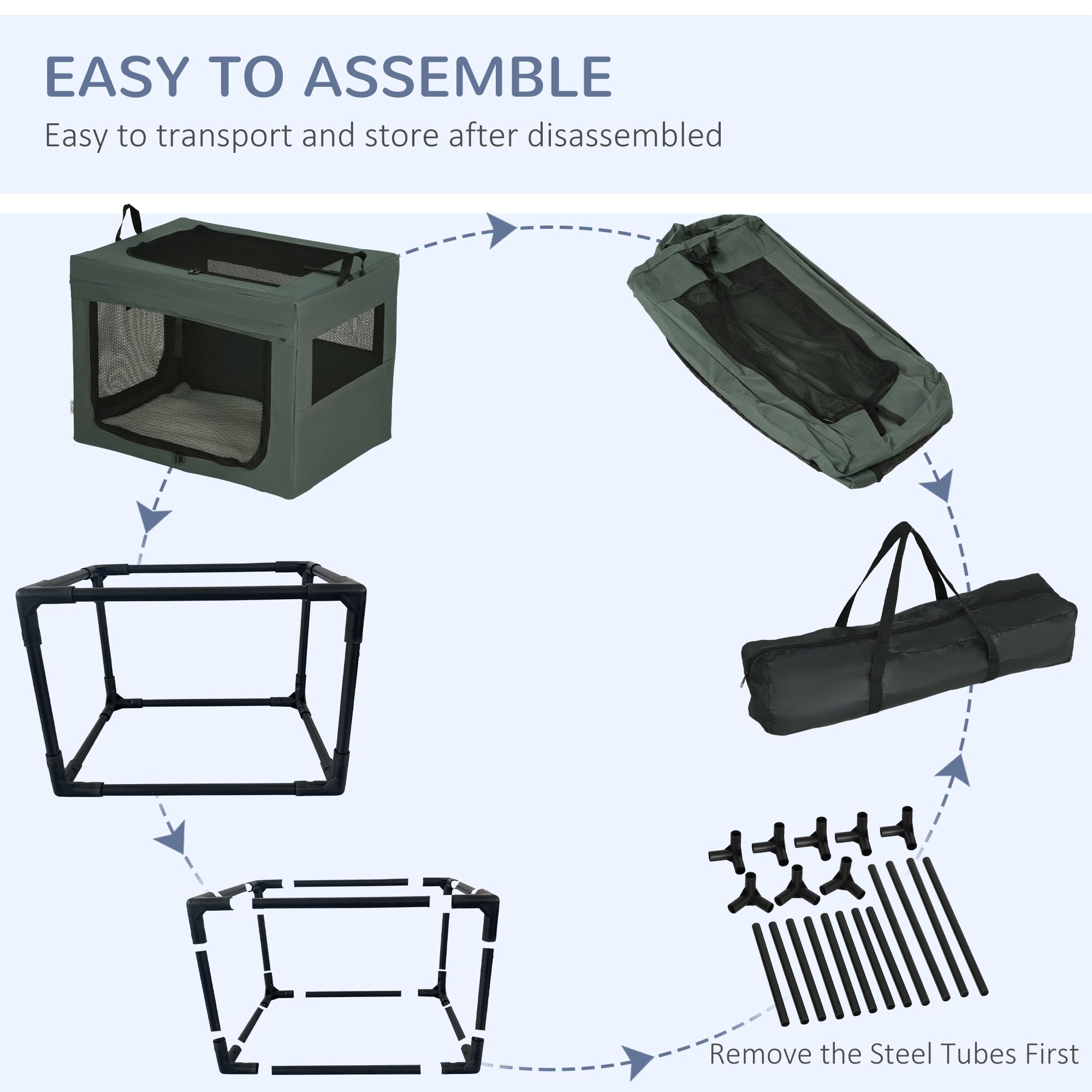 PawHut Transportín para mascotas de 69 cm, bolsa de transporte para gatos, bolsa de viaje para mascotas con cojín, bolsa de transporte, para perros en miniatura y pequeños, color gris