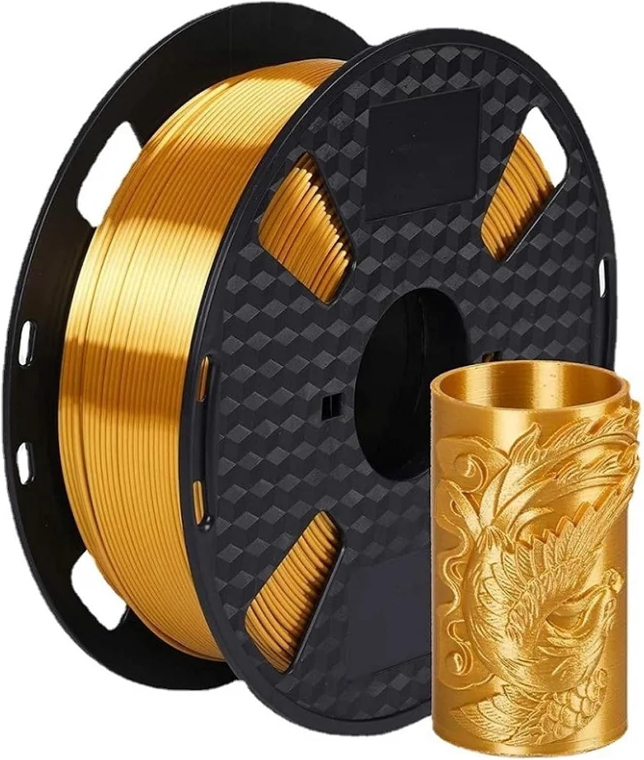 3D Printer Filament PLA 1.75mm Silk Filament PLA 3D Printing Material Shiny Filament Gold Black Silver Multipack(PUR Copper-500g)