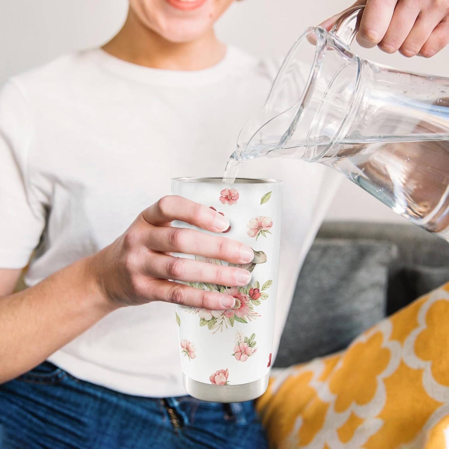 Easter Gifts for Kids Toddlers Teens Women Girls Boys, Easter Bunny 20oz Travel Coffee Mug Tumbler, Easter Cups with Lids for Kids,Wildflower Stainless Steel Water Tumbler with Lid and Straw - Image 4