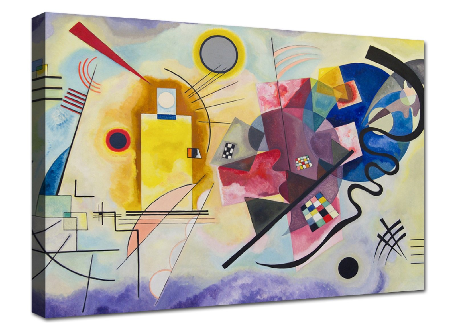 canvashop Quadri Moderni Kandinsky giallo rosso blu 100x70 cm
