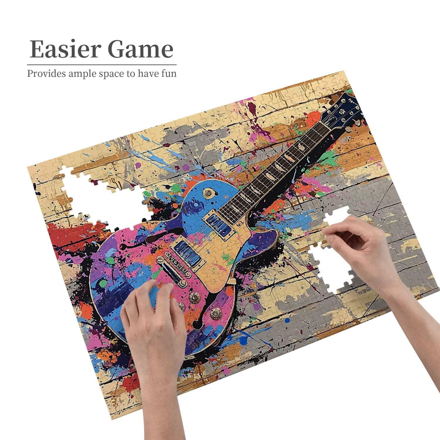 Puzzle dla dorosłych 1000 sztuk gitara 75 x 50 cm niemożliwe trudne wyzwanie, puzzle dla dorosłych gra edukacyjna wyzwanie zabawki 1000 elementów puzzli dla dorosłych, kreatywna rozrywka prezent u-387