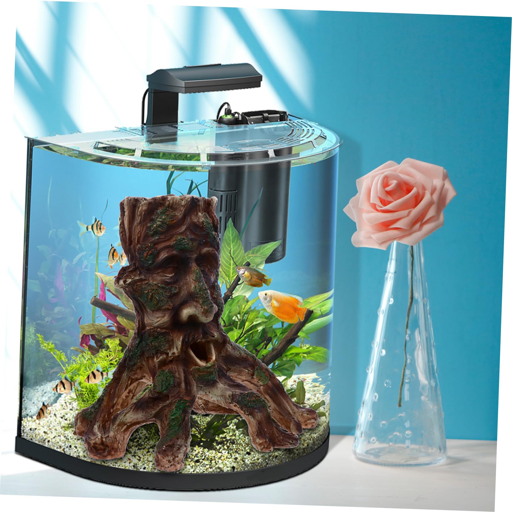 Happyyami Ornements pour Aquarium Flotté Décorations Habitat de Poisson Ornements Forme de Visage pour Aquariums Eau Douce