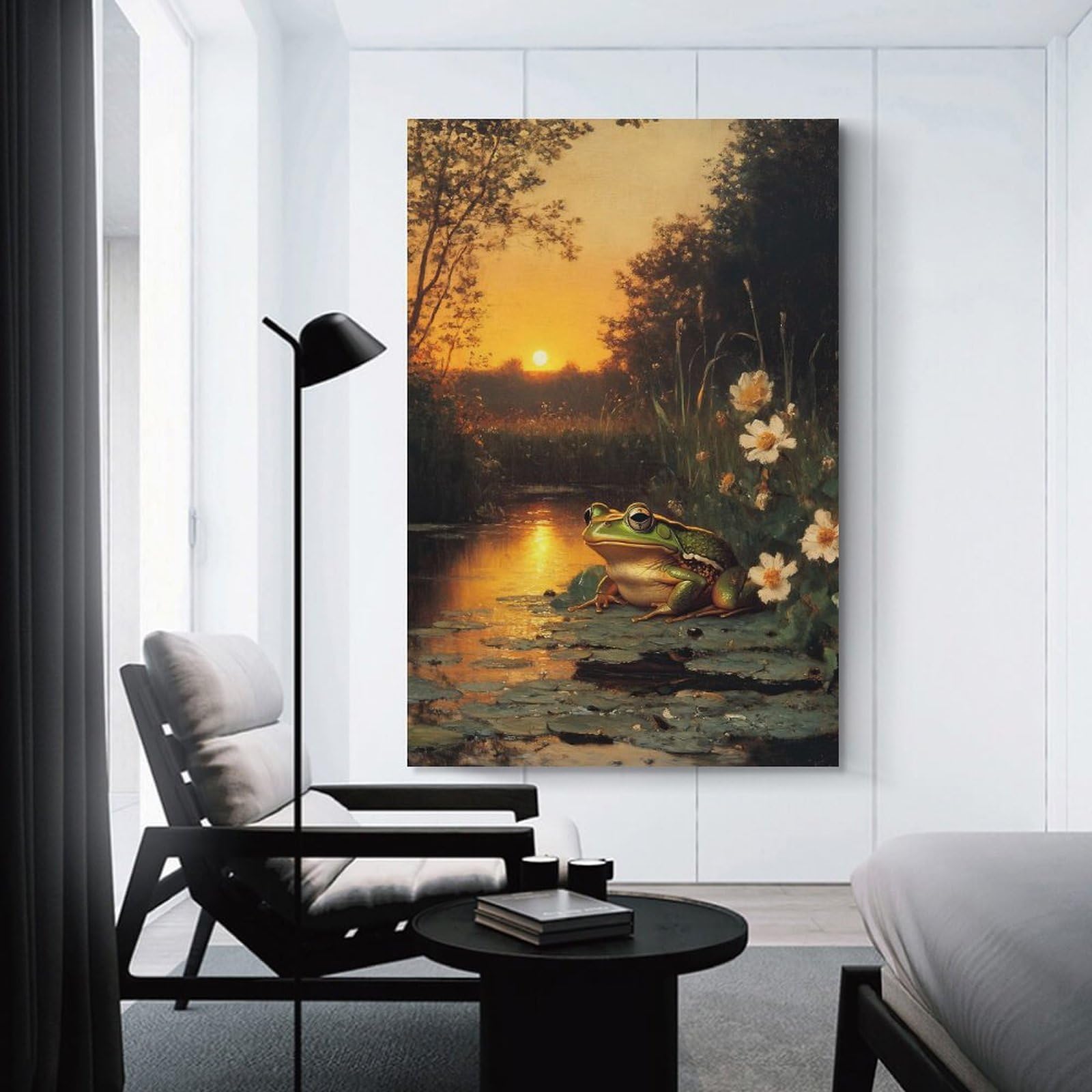 Junmoney Unframe-Style-7 Frog At Sunset Home Decor Wall Art 12X18inch(30X45cm), For Lounge, Study, Hallway Or Flat Walls, Stylish Home Artwork For Focal Walls