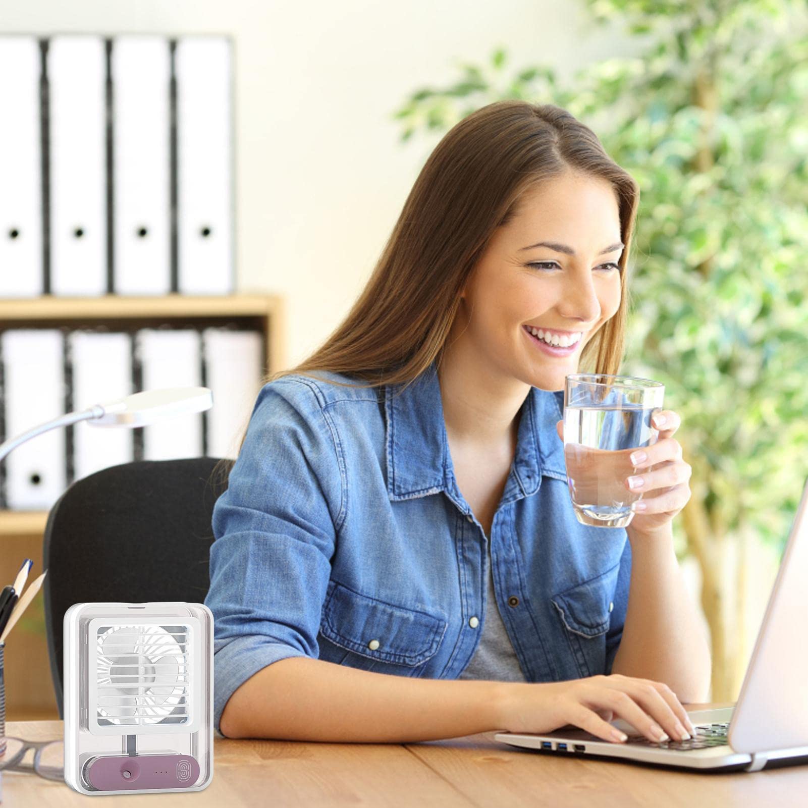ポータブル小型デスクファン 家庭用加湿スプレー水冷ファンLEDナイトライト