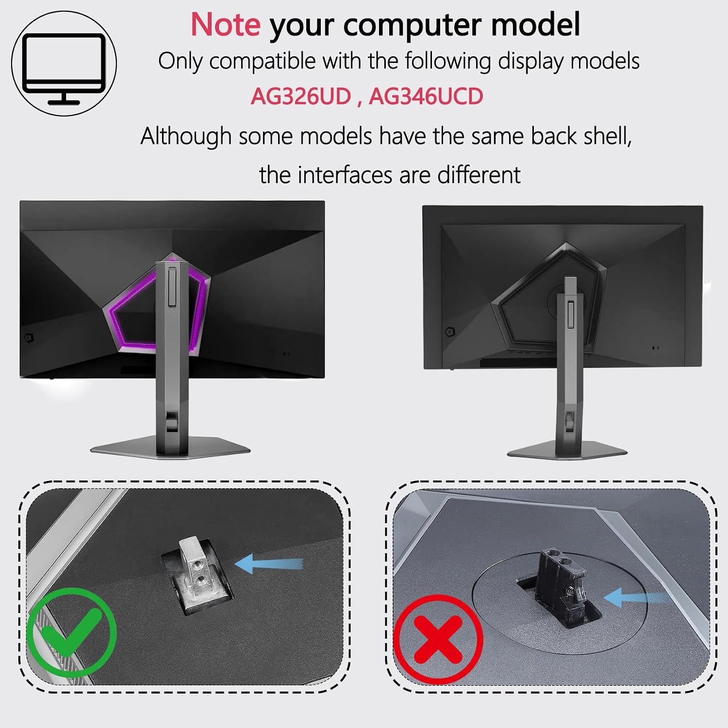 AG326UD VESA Mount Adapter Compatible with AOC Agon PRO 32" 34" 45" Monitor image 4