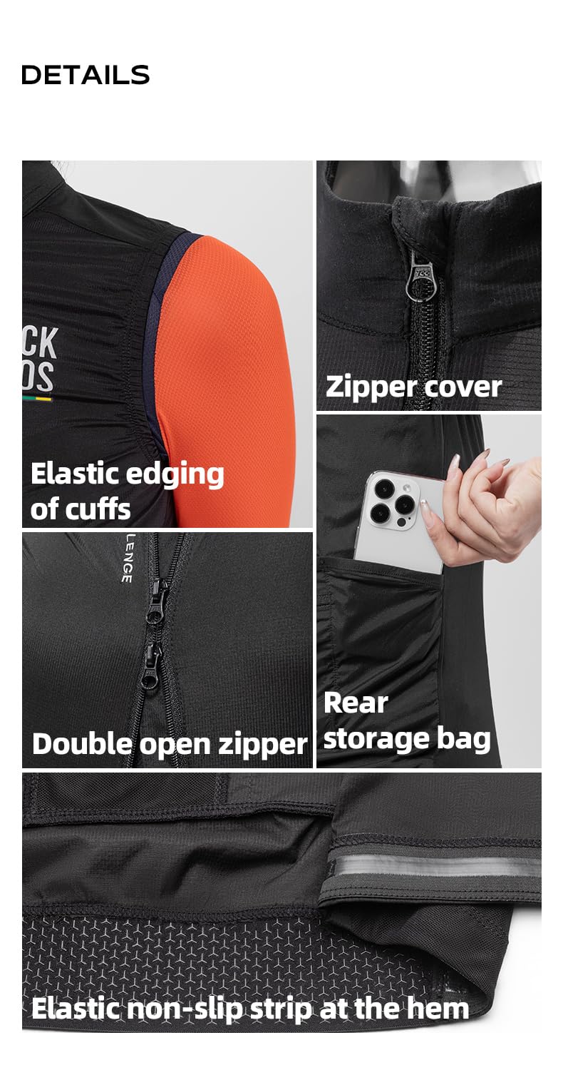 ROCKBROS Road to Sky Gilet da Ciclismo Donna, Gilet Sportivo Donna Antivento per Running, Bici da Corsa, MTB, Gravel, Asciugatura Rapida, Smanicato, Nero