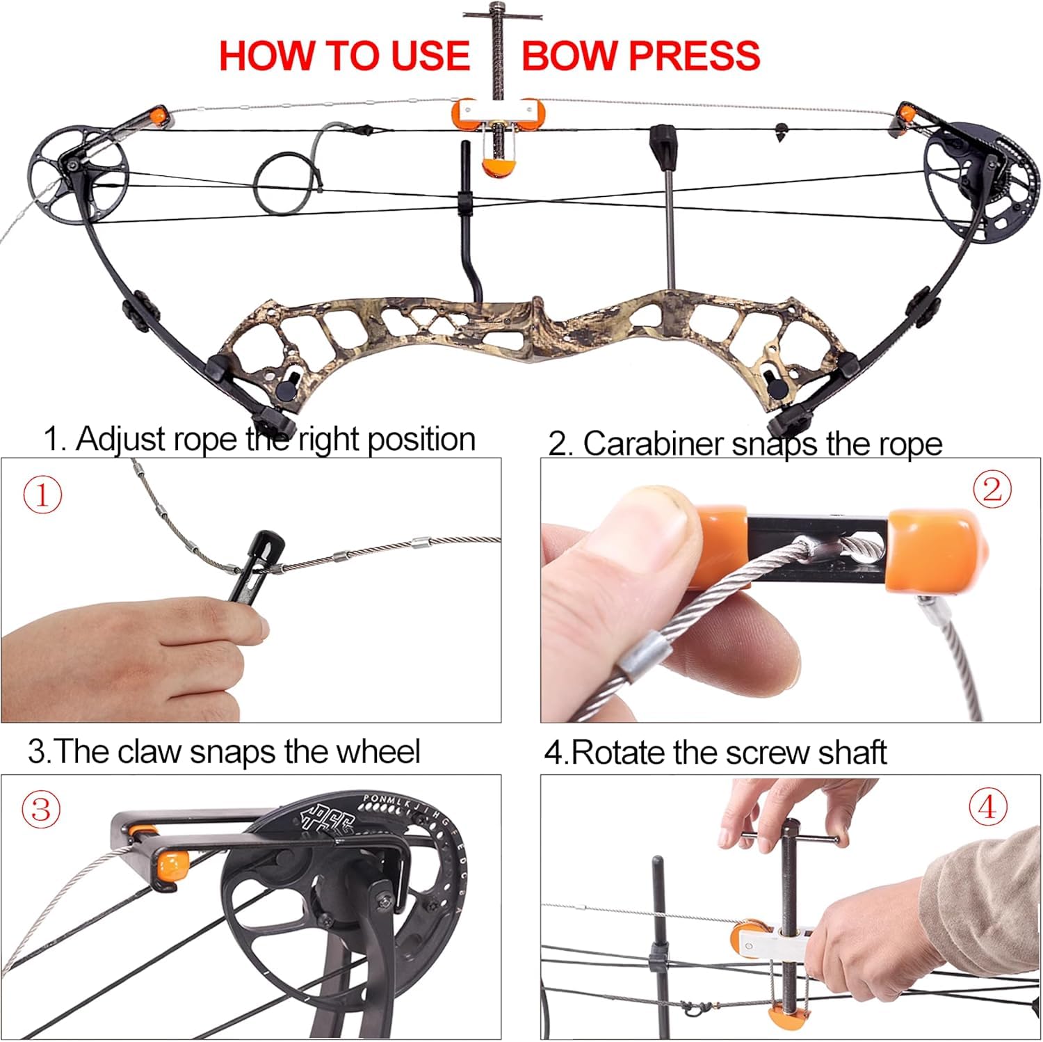 Bow Press Metal Portable Outdoor Compound Bow Press Set di staffe quadruple Strumento per esercizi per attività all'aperto