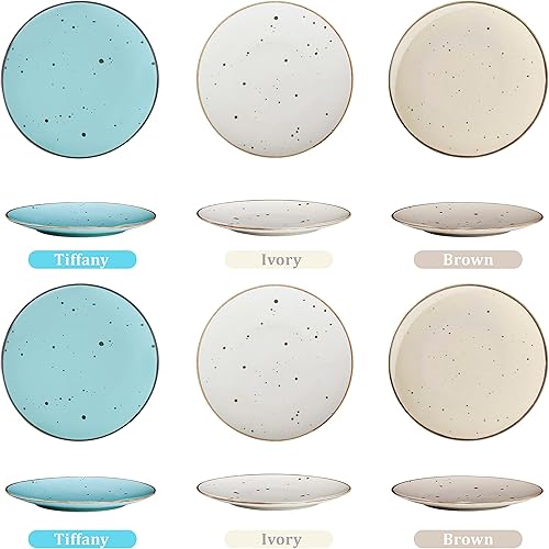 Miniatura 3 de Juego de 6 platos llanos de 11 pulgadas, aptos para microondas, horno, lavavajillas, resistentes a los arañazos, platos de porcelana para carne,