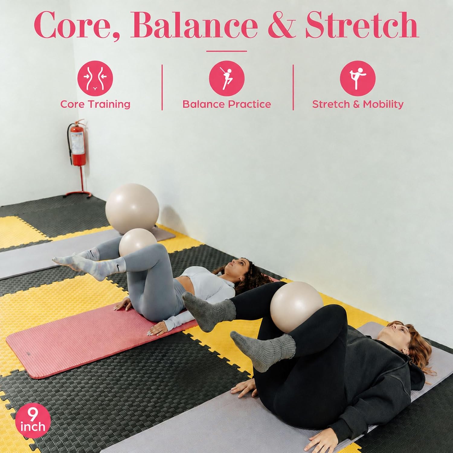 Small Exercise Ball Mini Pilates Ball 9 Inch Anti Burst Yoga Ball for Stability, Workout, Barre, Core Strength, Physical Therapy, Balance, Stretching
