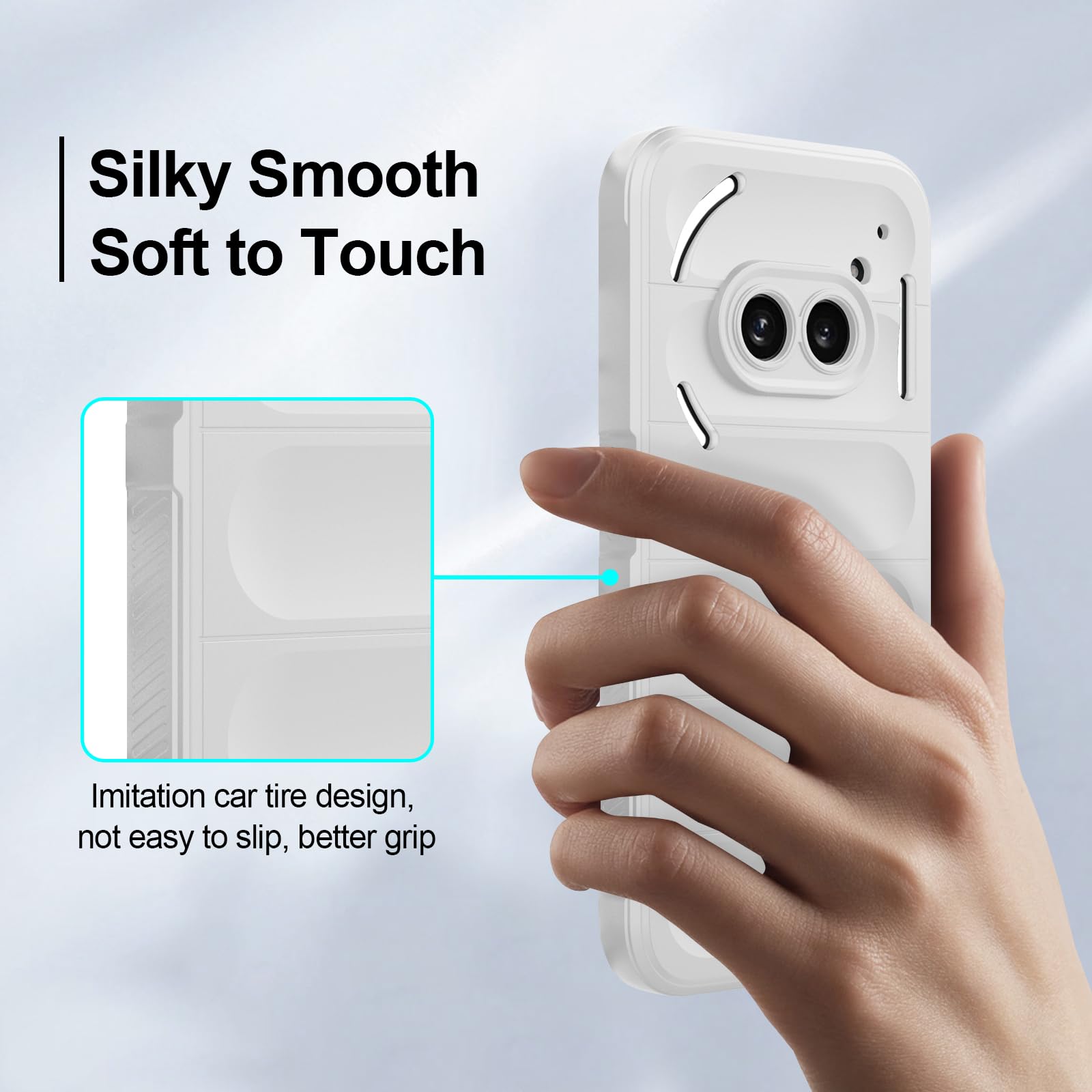 Silicone Case for Nothing Phone 2a / 2a Plus, Anti-Scratch Microfiber Lining, Shockproof Case with Camera Protection, White — view 6