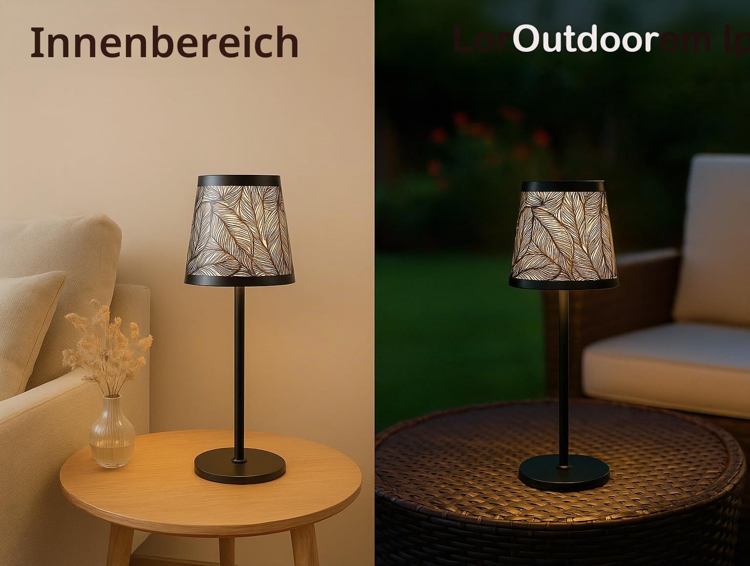 formano LED Akku Tischlampe 41 cm mit Touch-Dimmer USB-Ladeanschluss inkl. Kabel 3-in-1 Lichtmodi (warmweiß/kaltweiß/neutral) – Designlampe IP54 spritzwassergeschützt für Indoor & Outdoor
