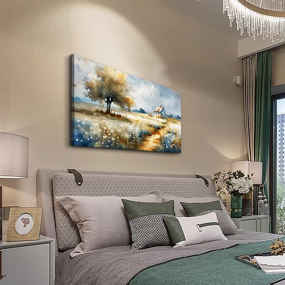 FUHAIHUA Canvas Wall Art For Bedroom Wall Decor For Living Room Modern Office Decorations Pastoral Wall Paintings Scenery Watercolour Wall Pictures Artwork Farmhouse Home Decor Mural 20x40 In