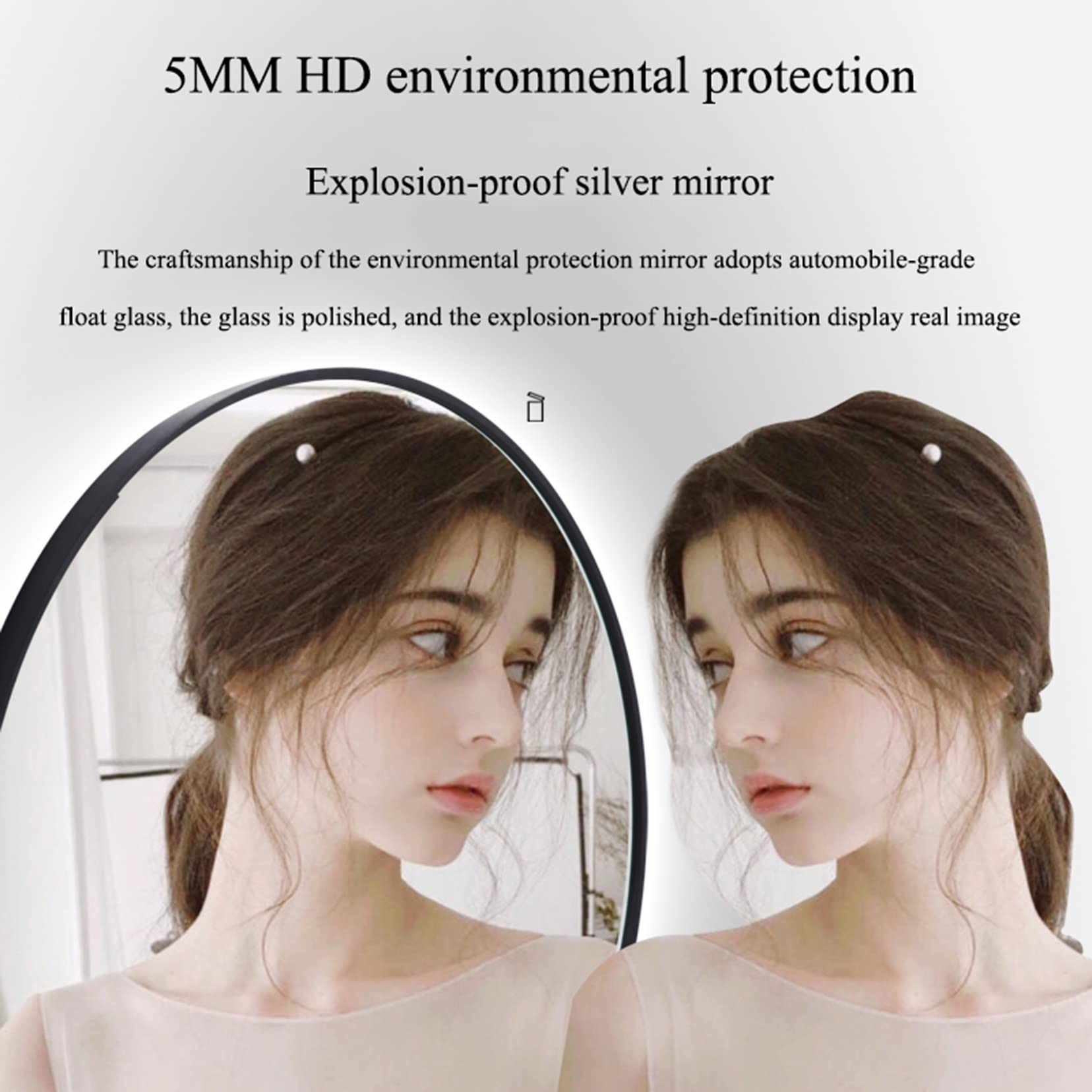 Specchio Rotondo a LED per rasatura, Specchio per toeletta con Luce, Specchio cosmetico per Doccia Illuminato, Specchio per Trucco con Cornice Nera illuminata, Grande Specchio cosmetico per