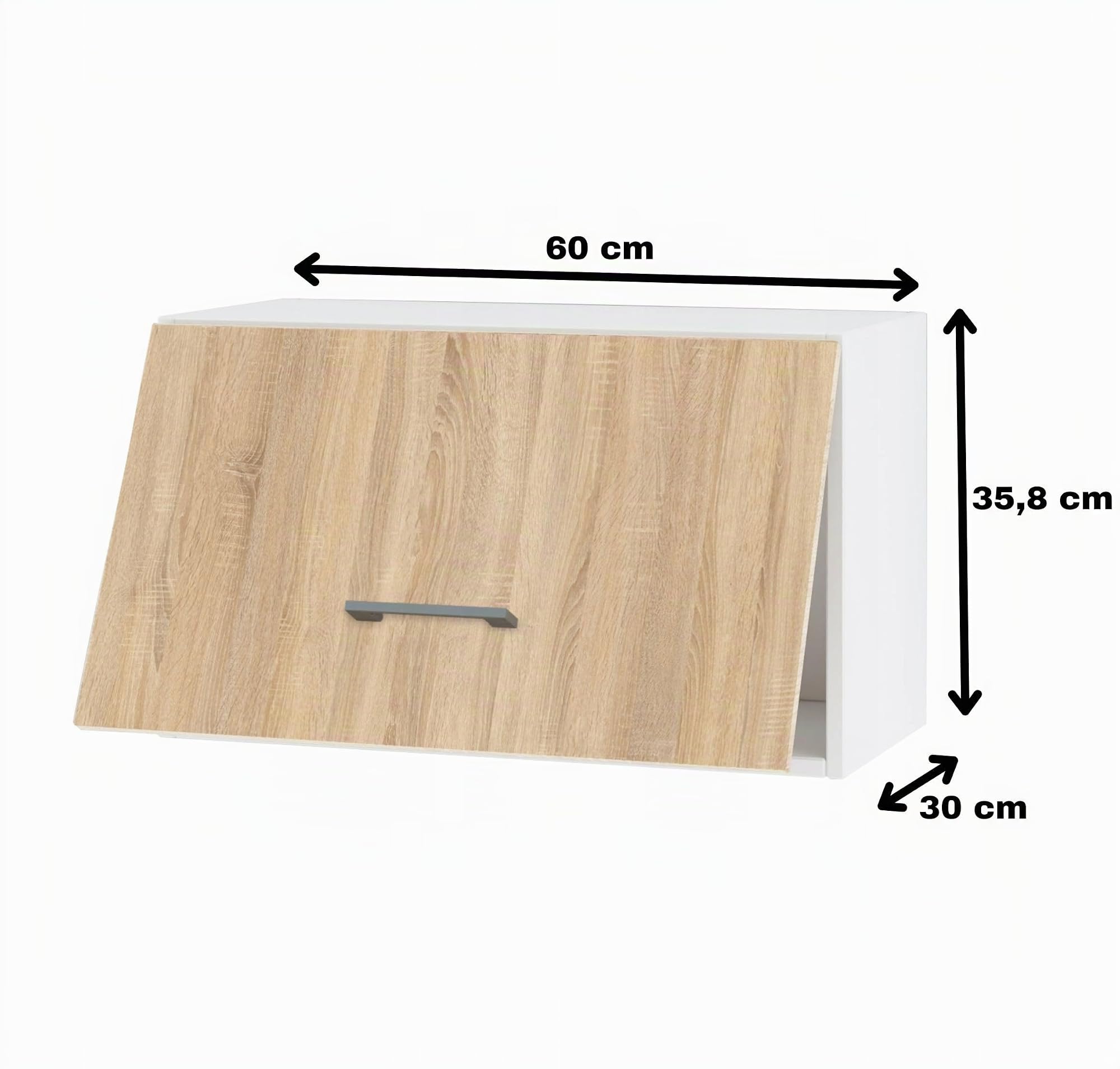 Hängeschrank für die Küche - Dunstabzugshaube 60 cm - geräumiges und funktionales Möbelstück für die Küche - einfache Montage mit Haken (Sonoma Eiche)