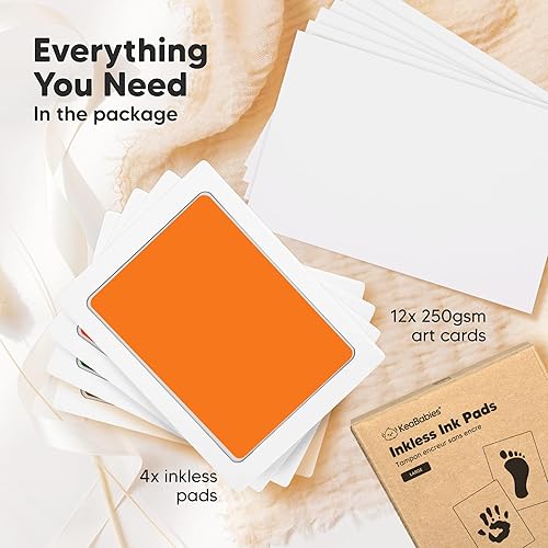 Miniatura 143 de Kit de 4 manos y huellas de bebé sin tinta, almohadilla de tinta sin desorden para recuerdo de recién nacidos, kit de huellas de nariz de perro