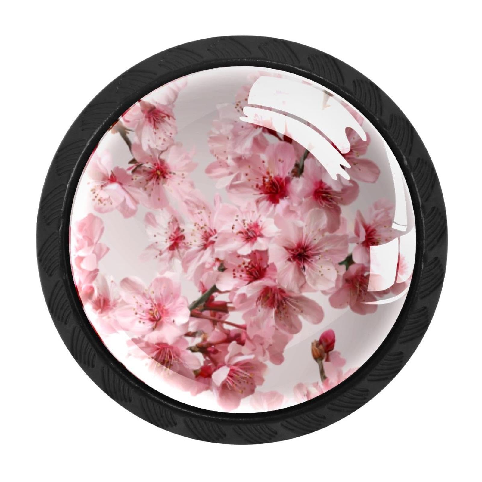 CHENZZZZ 4 Pieces Dresser Knobs Seamless Pink Floral Cherry Blossom (2) Drawer knobs Cabinet Knobs Pull Handles for Home Kitchen Office