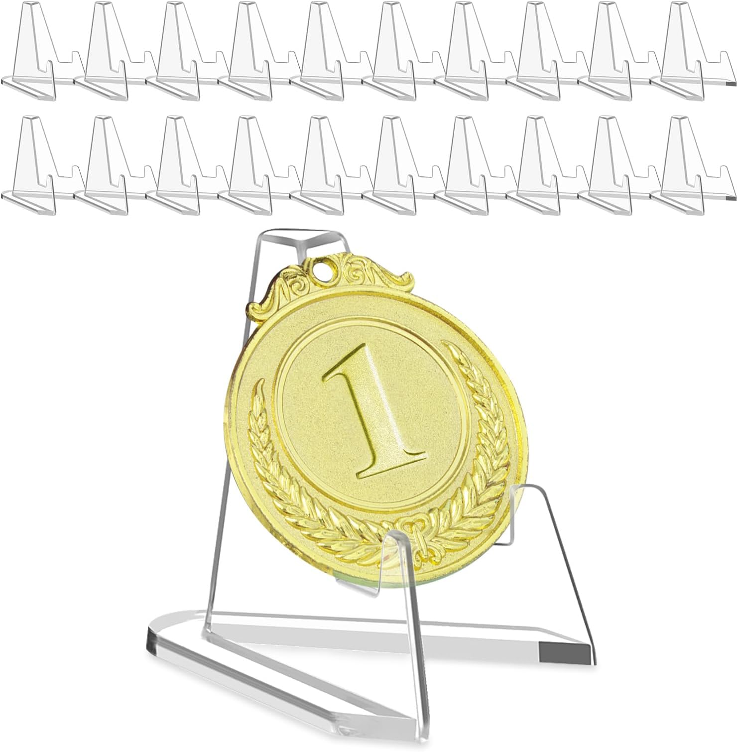 Reastar Card Display Stand, 20 Pack Small Easel Stand, Acrylic Picture Holder Stands, for Challenge Coin Graded Card Sports Card Trading Card PSA Card Baseball Card (2.2 Inch Tall)