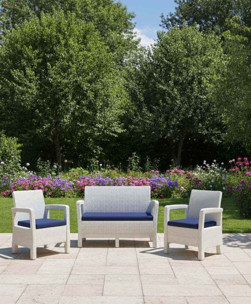 Coussins d'extérieur Premium 110 x 52 cm et 50 x 52 cm pour Ensembles de Jardin, Fabriqués en Italie (Bleu)