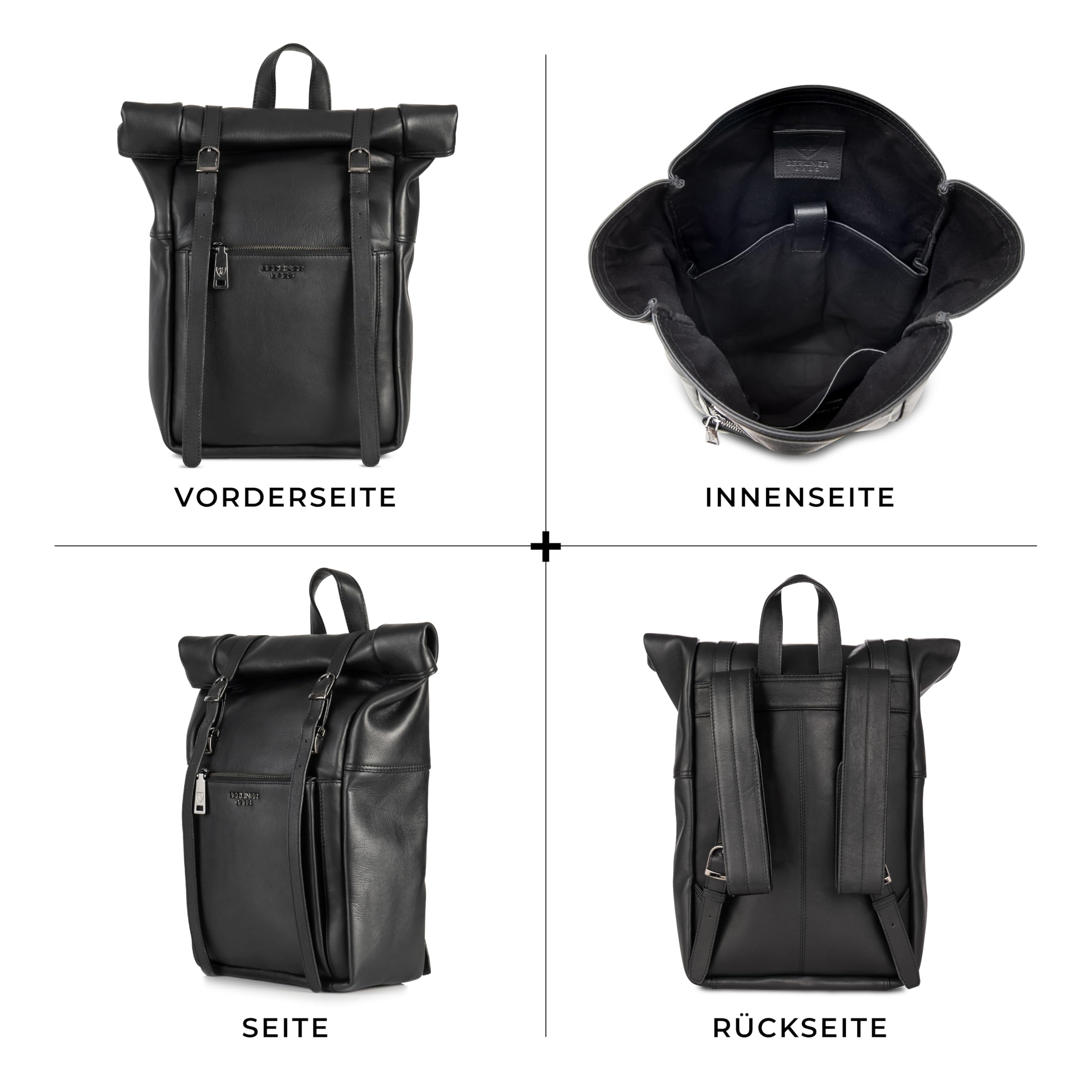 Berliner Bags Rucksack Lille Premium, Cityrucksack aus Leder - Schwarz