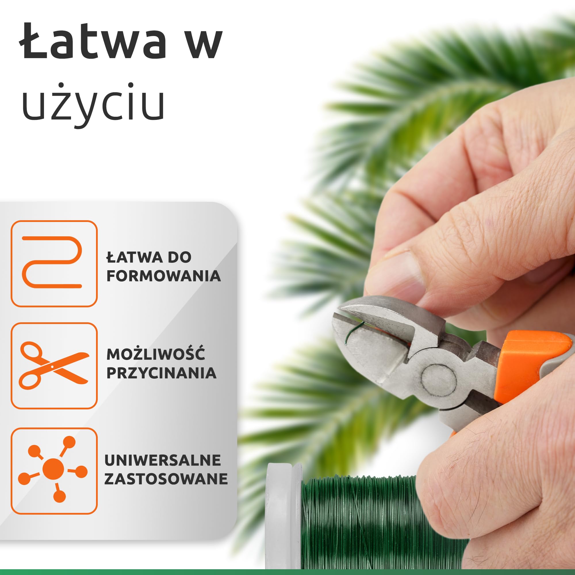 ECENCE 3x Drut mirtowy wyżarzany z żelaza w kolorze Zielony, drut rzemieślniczy do wiązania kwiatów, drut do owijania, drucik florystyczny na rolkę 60m